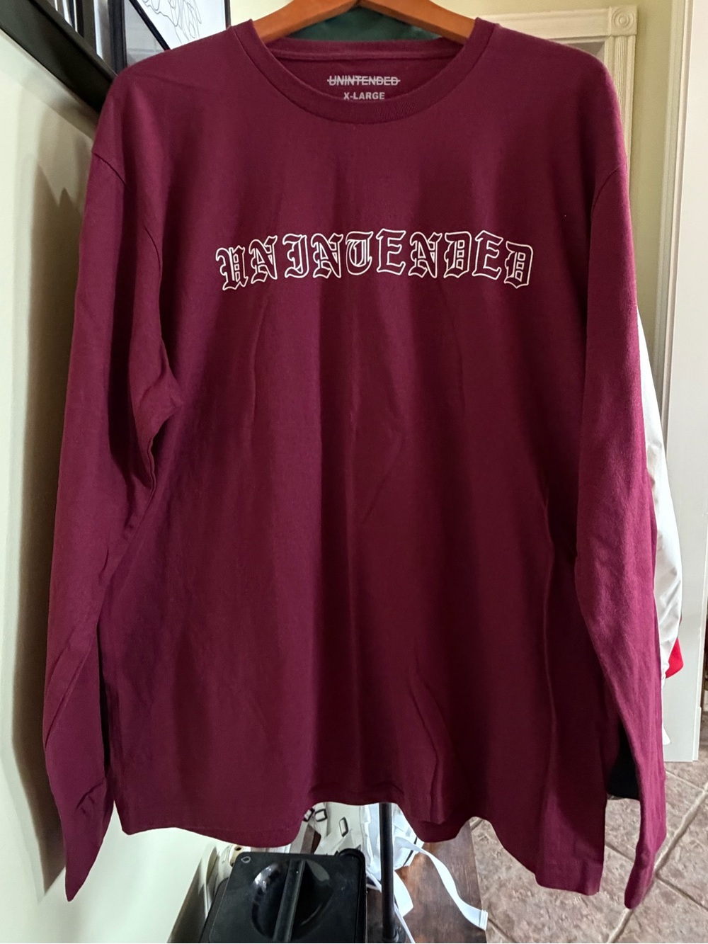 Unintended Burgundy Long Sleeve Graphic Tee XL Made in USA